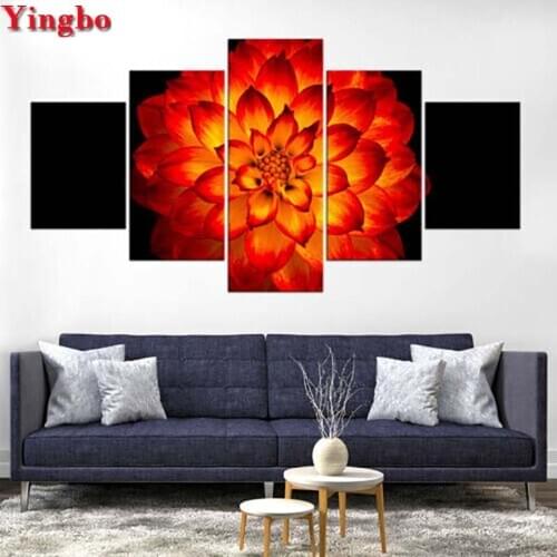 5 Panel Diamond Embroidery Abstract flower 5d diy diamond painting full Square diamond mosaic kit Background home decoration