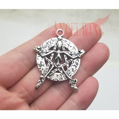 5pcs/lot--35x44mm, skull chams,Antique silver plated skull star charms,DIY supplies,Jewelry accessories