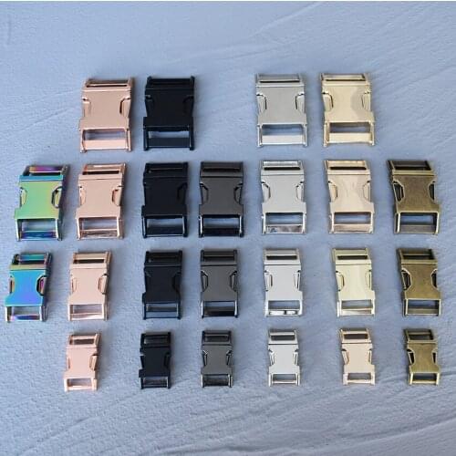 50 Pcs 15/20/25/30mm Metal Belt Buckle Side Release Curved Belt Buckle for Bag DIY Paracord Buckles Bracelet Trinket Bracelet