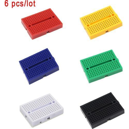 6pcs/lot SYB-170 Solderless Prototype Experiment Test Mini Breadboard SYB 170 Tie-points 6 Color 35*47*8.5mm for RPI