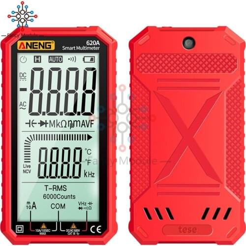 620A Digital Smart Multimeter Transistor Testers 6000 Counts True RMS Auto Electrical Capacitance Meter Temp Resistance