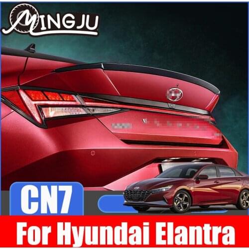 Car ABS Carbon Fiber Color Rear Wing Trunk Racing Tail Spoiler Legs Mount Brackets For Hyundai Elantra CN7 2021