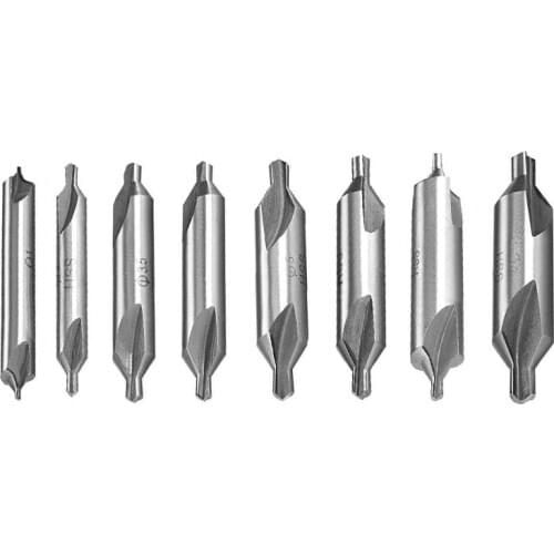 Center Drill Bits Combined Countersink Lathe Mill Tool Set HSS 60 Dgree - Pack of 10