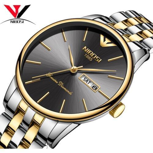NIBOSI Watch Men Fashion Sport Quartz Clock Men Waterproof Steel Band Reloj Hombre Gold Watch 2018 Brand Luxury Relogios