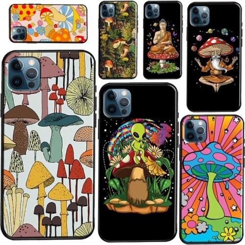 Magic Mushroom Alien Trippy Shrooms Silicone Case For iPhone 12 11 Pro Max 7 8 Plus SE 2020 12 Mini X XR XS Max Back Cover