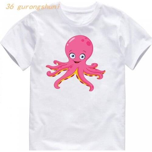 Animal cartoon kids t shirt for boys girls clothes tshirt girl cute kawaii octopus print graphic tee funny children t-shirt