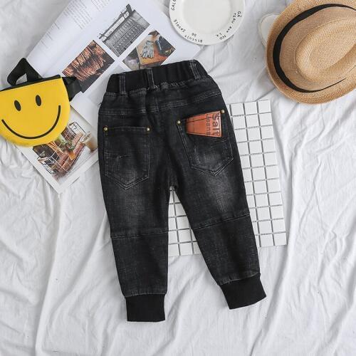 Childrens Fashion Jeans Baby Boy Dark Black Casual Jeans Pants Kids Autumn Denim Pants Baby Trousers Baby Casual Cowboy Pants