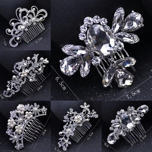 6 Style Art Deco Alloy Small Cute Rhinestones Opal Crystals Wedding Hair Comb Bridal Hair Accessories Bridesmaids Women Jewelry