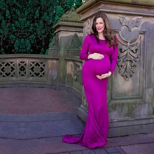 Cotton Dress Maternity Photography Props Maternity Gown Pregnant Evening Dress Photo Shoot Gown Boat Neck Fitted Maternity Dress