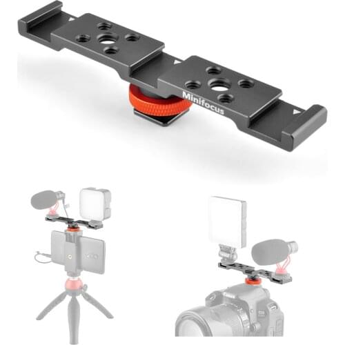 Cold Shoe Bracket Extension Bar 3 Hot Shoe Mounts for LED Video Light Microphone Stand Camera Video Smarphone Vlog Accessory