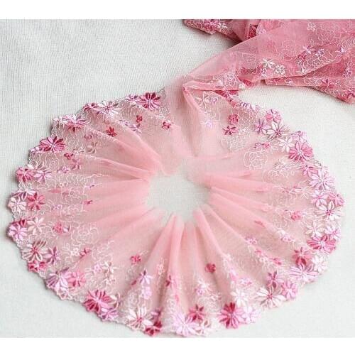 MLAEY 2y/lot Exquisite Embroidered Lace Trim, Pink Lace Fabric ,Quality Lace Ribbon , DIY Craft&Sewing Dress Clothing Accessor