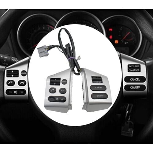 Cruise Control Steering Wheel Buttons for Nissan Sylphy 05-17 Tiida 05-08 Livina 07-10 Switch with wire Silver Black