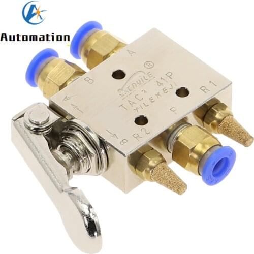 Mechanical Valve TAC2-41P Exhaust valve 2 Position 5 Way 1/8" Self-reset Spring Return Lever Pneumatic valve switch