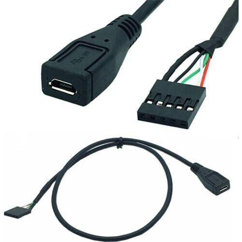 Micro USB 2.0 5pin Male & Micro USB Female to 1x 5Pin Female 2.54 USB Header PCB Motherboard Cable Micro usb 2.0 cable 0.5m/50cm