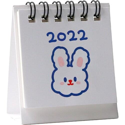 2022 Mini Cute Desk Calendar Kawaii Cartoon Animals Calendar Dual Daily Scheduler Table Planner 2021.6~2022.12