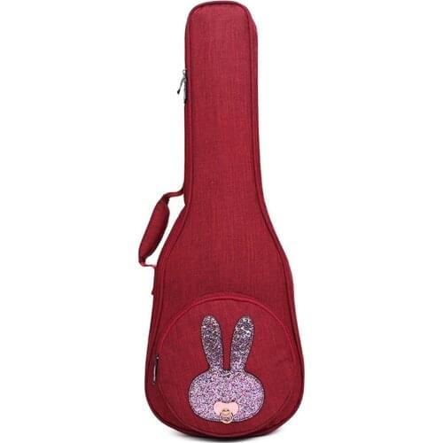Ukulele Bag 23 Inch Portable Backpack Red Bunny Canvas 10mm Pearl Sponge Thicken Bag for Ukulele QB40