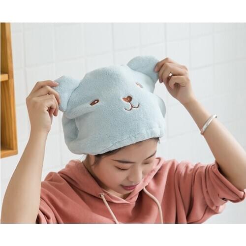 Cartoon Microfiber Solid Quick Drying Hair Hat Hair Bandana Women Girls Ladies Hat Bathing Bathing Drying Towel Head Wrap Hat