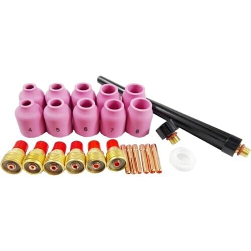25pcs Consumables kit for TIG Welding Torch WP9 WP20 WP25 With 53N Series Alumina Nozzles Back Cap Insulator Collet Gas Lens
