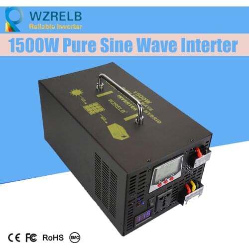 Reliable Peak 1500W Pure Sine Wave OFF Grid Inverter DC12V/24V to AC220V Power Inverter Converter Houseuse Solar System