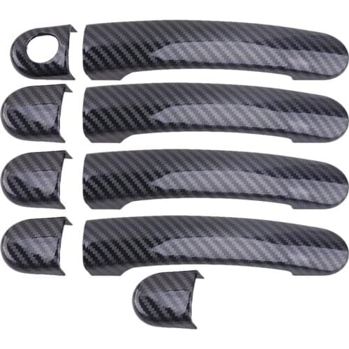 Beler 9pcs/Set Door Handle Cover Trim Fit for VW Tiguan Jetta MK6 Polo 2012 2013 2014 Carbon Fiber Style ABS