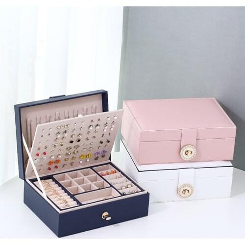 New Design Jewelry Box Earrings Rings Necklace Storage Case PU Leather Display Holder Women Girls Best Gift