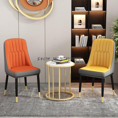 Dining table and chair simple light luxury modern Nordic makeup stool dining chair chair leisure hotel chair iron back home