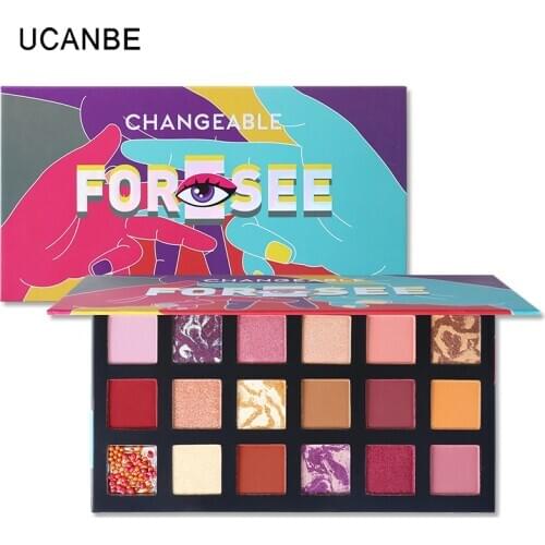 UCANBE 18Colors Foresee Matte Shimmer Eyeshadow Palette Long Lasting Multi Reflective Shimmer Pressed Pearls Makeup Eye Shadow