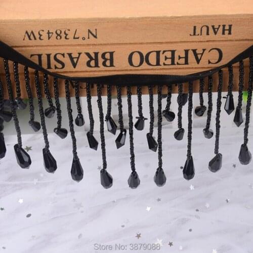 2 yards long pearl fringe beaded lace trim garment dress tassel lace decoration shoes ornaments black hanging bead curtain