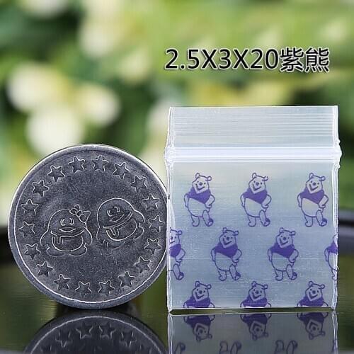 Purple Bear Shape 2.5x3cm Reclosable Plastic Clear Poly Bag For Jewelry 500pcs/lot Mini Ziplock Bag Zip Lock Self Sealing Z024