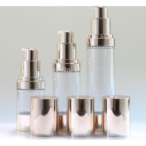 15ml 30ml Makeup Empty Cosmetic Container Airless Pump Plastic Bottles Lotion Liquid Refillable Bottles for Travelling 10pcs