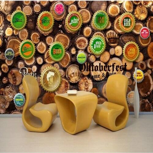 Retro Beer Caps Mural Wallpaper for Restaurant Bar KTV Backdrop Walls Painting Modern Beer Bar Industrial Decor Wall Paper 3D