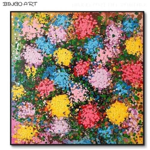 Hand-painted Abstract Colorful Flower Oil Painting Fashion Design Rich Colors Abstract Knife Flower Acrylic Painting for Bedroom