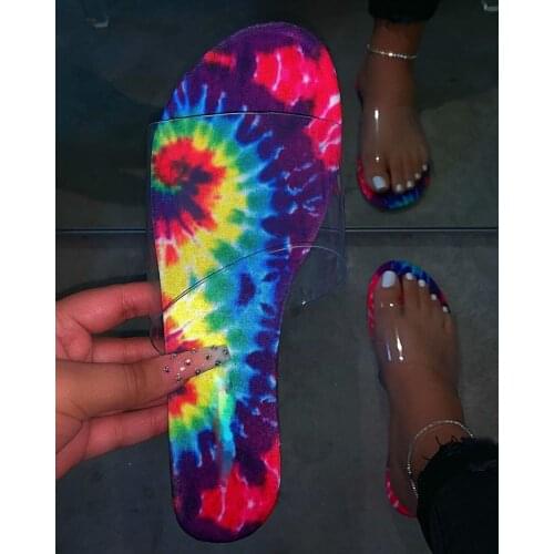 Women/ladies with sandals transparent PVC non-slip slippers 2020 new spring/summer star print graffiti beach flip flop outdoor