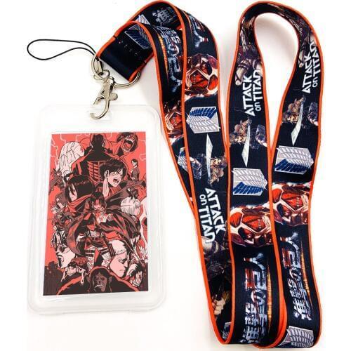 Anime Attack on Titan Lanyard Neck Strap Keys ID Card Pass Moblie Phone USB Badge Holder Porte Bus Bank Credit Case Accessories