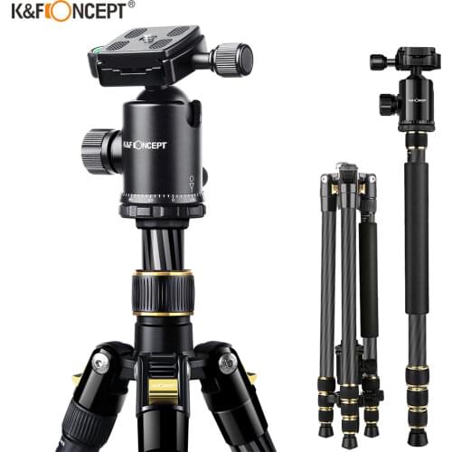 K&F Concept TC2534 Carbon Fiber Tripod 66 inch Professional Lightweight Tripod with Monopod and Ball Head for DSLR SLR Camera