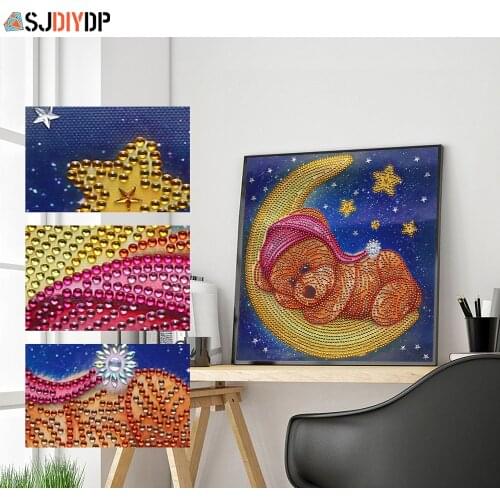 SJDIYD Special Shaped Diamond Painting Cartoon Bears Animals DIY 5D Part Diamond Cross Stitch Kit Crystal Rhinestones Home Decor