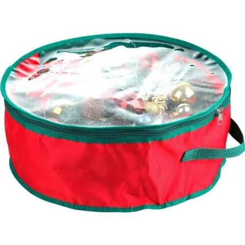 Folding Christmas Garland Storage Bag with Handle Transparent Window Tear Resistant Clean Up Holiday Carry Organizer Container