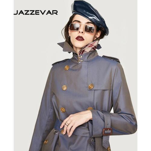Trench coat long spring waterfall runway dust coats women 2019 plus size double breasted female ladies windbreaker grey cotton