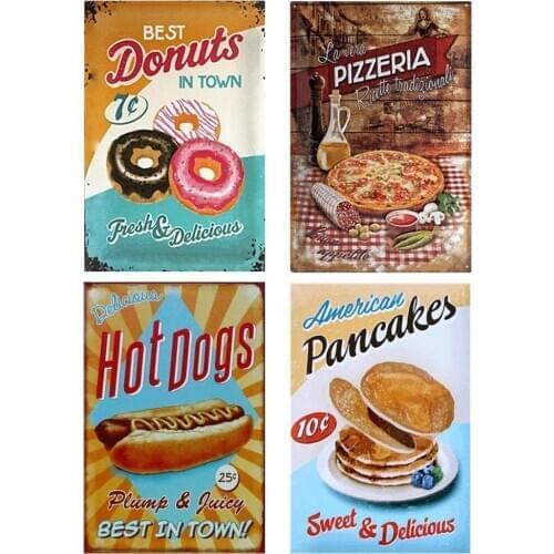 Vintage Retro Wall Decor Tin Signs, Food Decorative Metal Sign for Home, Pub, Cafe, and Hotel