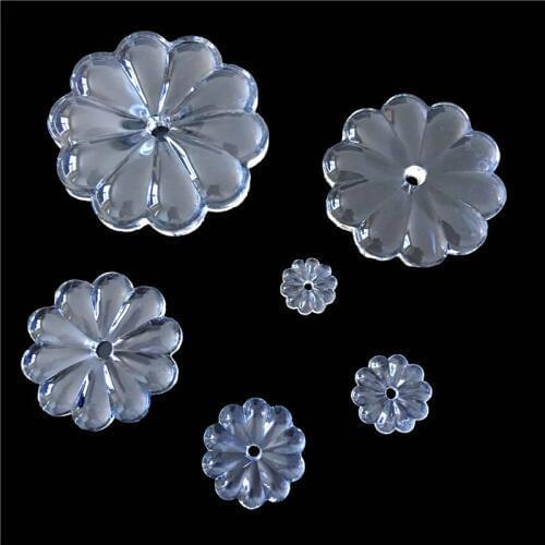 All Sizes Clear Crystal Rosettle Beads Chrysanthemum Shape Glass Chandelier Parts For Curtain DIY Decoration