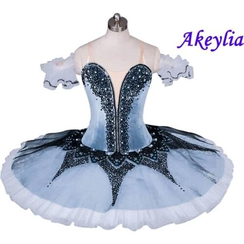 Women Ballet Tutu Professional Gray blue Dress For The Nutcracker ballet pancake performance Costume stage girl JN0269