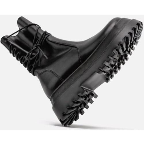 2022 New Boots Women Platform Warm Shoes Winter Fashion Mid-Calf Boots Ankle Boots Zipper Leather Boots Women Botas Mujer