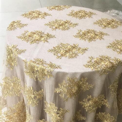 1MeterX130cm Wedding Dress Gold Thread Luxury Material diy Handmade Clothing Fabric Lace Cord Mesh Cloth Lace Fabric LJ0113