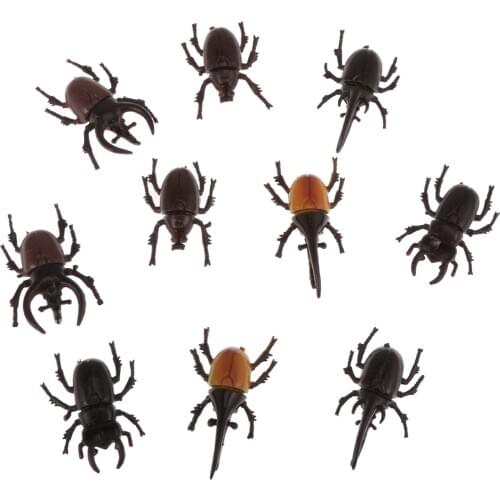 10pc Assorted Plastic Animal Insect Bug Beetle Replica Figure Kids Trick Toy