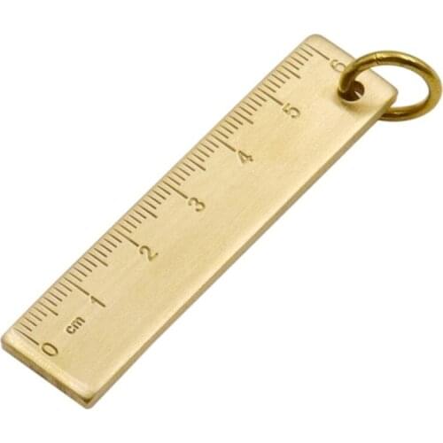 2021 New Portable 6cm Small Copper Ruler 3mm Thickened Brass Metal Ruler Keychain Rule