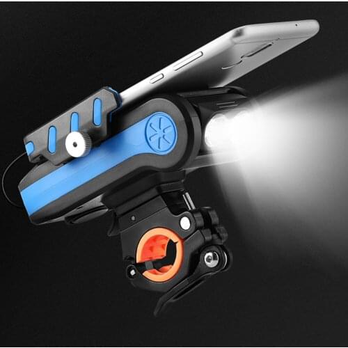 4 IN 1 Bicycle Front Light Horn Phone Holder with Power Bank Function for MTB Bicycle Road Bike Scooter 4000mAh Bike Lamp