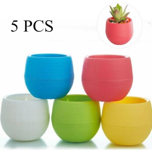 5pcs Mini Flower Pots 7cm Diameter Plastic Garden Nursery Flowerpot for Succulent plants Home Office Bonsai Small Round Pots