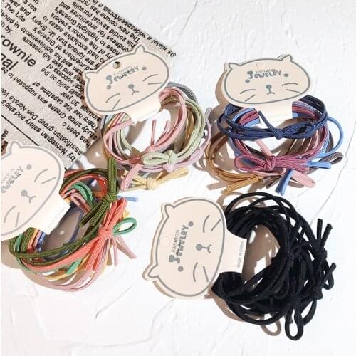 6pcs Women Solid Color Bow Hair Ties Girl Rubber Band Hair Accessories