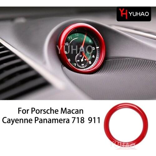 ABS Plastic Car Dashboard Center Clock Compass Decorative Frame Protection Sticker For Porsche Macan Cayenne Panamera 718 911