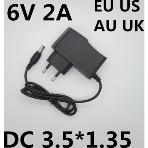 Best quality AC/DC Adapter DC 6V 2A 2000MA AC 100-240V Converter Adapter 6 V Volt Charger Power Supply EU Plug DC 3.5*1.35mm